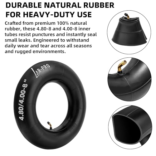 Image of AR-PRO 4.80 /4.00-8 inch Heavy Duty Inner Tube with TR87 Angled Valve Stem for Wheelbarrows, Wagons, Mowers, Hand Trucks, Go Kart and More 480 /400-8 4.80-8 Tires (2-Pack)