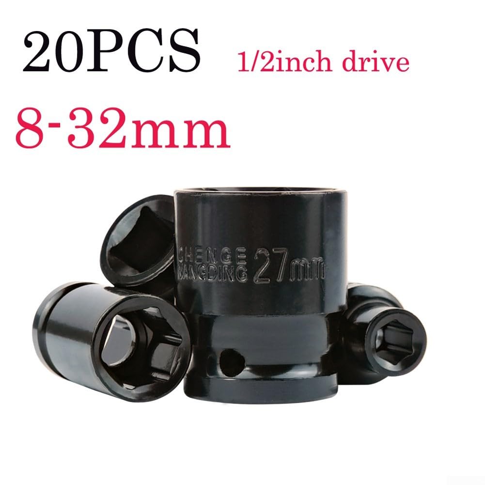 Set 20 Adattatori Esagonali 8-32mm per Chiave 1/2 Set 20 Adattatori
