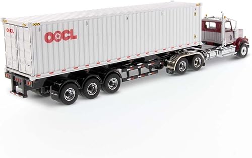 Miniatura 2 de Diecast Masters Cabina de día Western Star 4900 SFFA a escala 1:50 con contenedor marino de productos secos de 40' - Rojo y gris - OOCL | Serie
