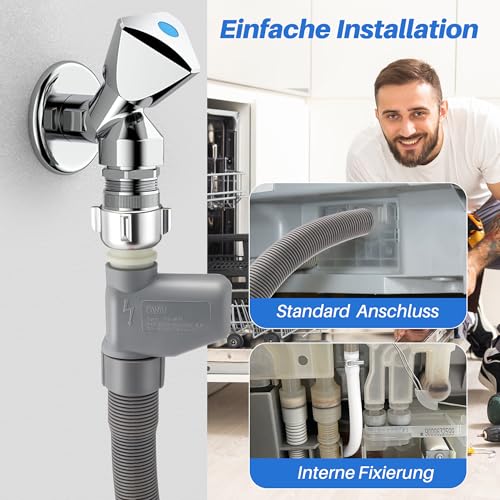 Enhon Aquastop Zulaufschlauch für Spülmaschine, 1,8 m, mit Leckschutz, kompatibel mit Bosch, Siemens, Neff, Miele, Electrolux, Ersatz für 00668113/668113