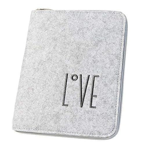 Mom's Organizer 'Love' para cartilla de maternidad y cuaderno de médico gris claro (color a elegir) funda (A5) de fieltro con cremallera y bordado como funda para cuaderno y portadocumentos (2 en 1)