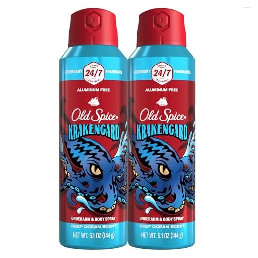 Old Spice Aluminum Free Body Spray for Men, 24/7 Odor Protection, 24/7 Lasting Fragnance & Freshness, Cologne Quality Scent, Krakengard with Deep Ocean Scent, 5.1 oz (Pack of 2)