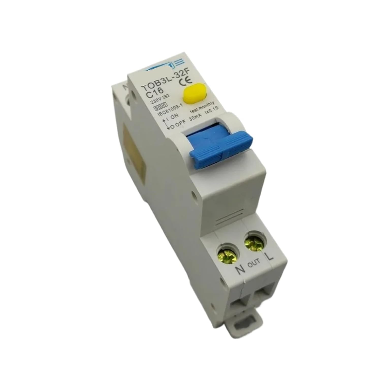 TOB3L-32F 18MM RCBO 16A 1P+N 6KA Current Circuit Breaker with Over Current and Leakage Protection 1Pcs