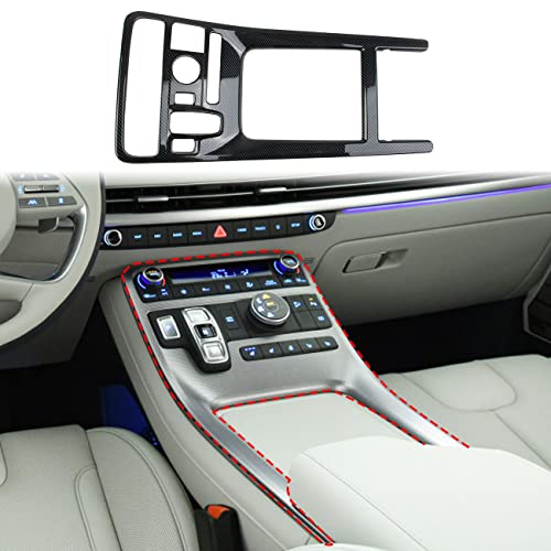 Korlot Carbon Fiber Central Control Gear Shift Panel Storage Box Cup Holder Cover Trim Accessories for 2020-2025 Hyundai Palisade