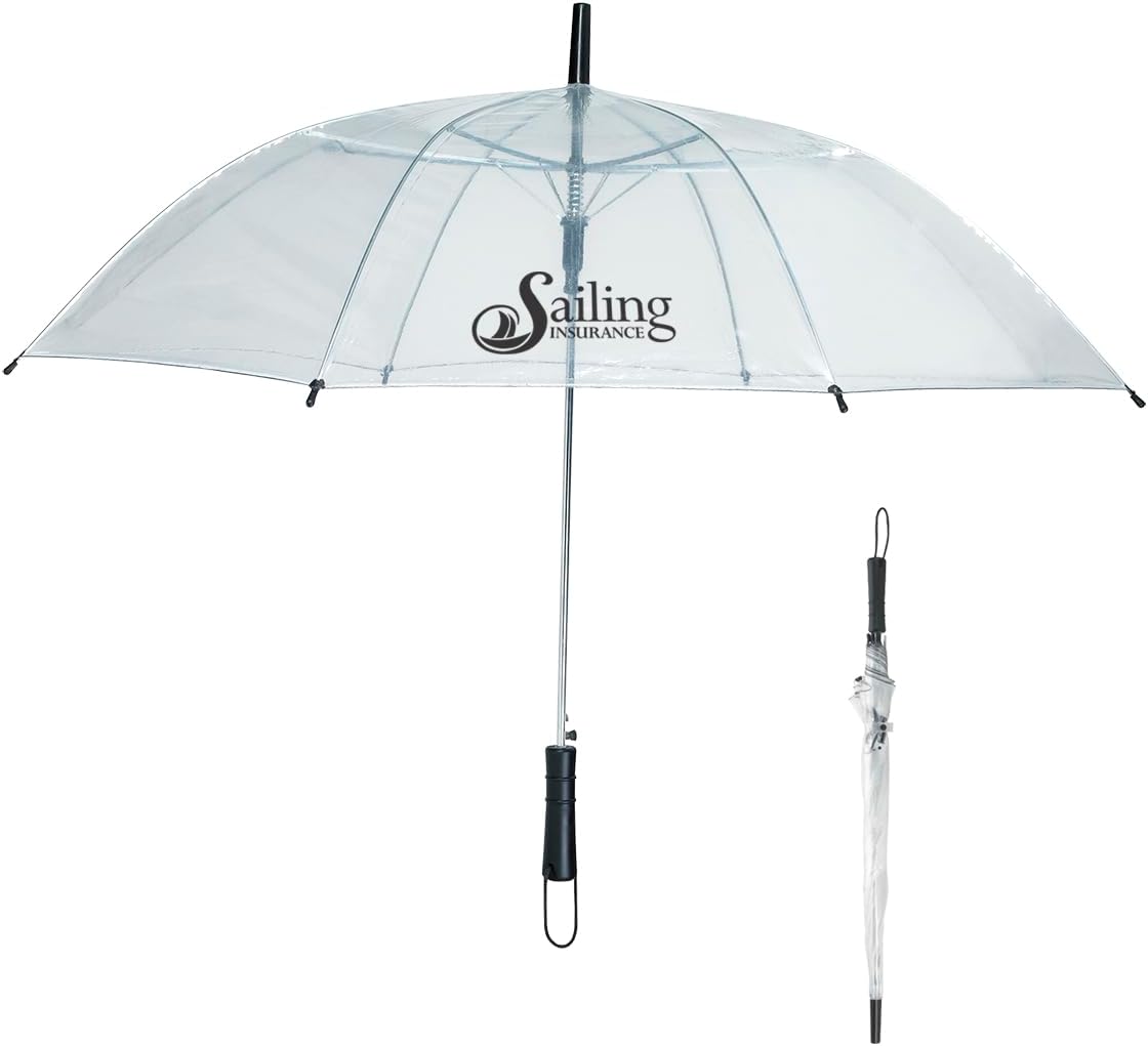 Promos On-Time 25-Qty Custom Printed Clear Umbrellas with Logo or Message