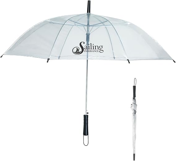 Promos On-Time 25-Qty Custom Printed Clear Umbrellas with Logo or Message