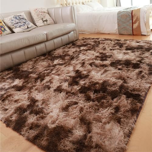 Treer Alfombras Salon Pelo Largo, Alfombra Grande 200x230 Suave y Esponjosa Alfombras Salon Modernas Lavable para Sala de Estar o Dormitorio Infantil, Decoración del Hogar (80 * 120cm,Marrón)