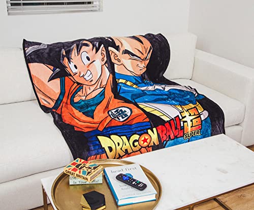 Dragon Ball Super Goku & Vegeta Fleece Throw Blanket | Plush Soft Polyester Cover For Sofa And Bed, Cozy Home Decor, Luxury Room Essential | Anime Manga Gifts For Adults, Teens | 45 X 60 Inches #TOP3