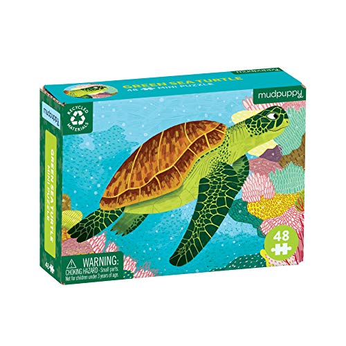 Mudpuppy Green Sea Turtle – Mini Puzzle Featuring Vibrant Underwater Seascape Perfect Travel Activity for Children Ages 4 and Up