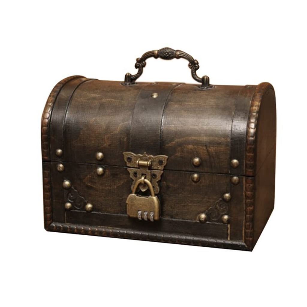 OZBMA Chic Wooden Pirate Storage Box Case Holder Vintage Treasure Chest for Organizer