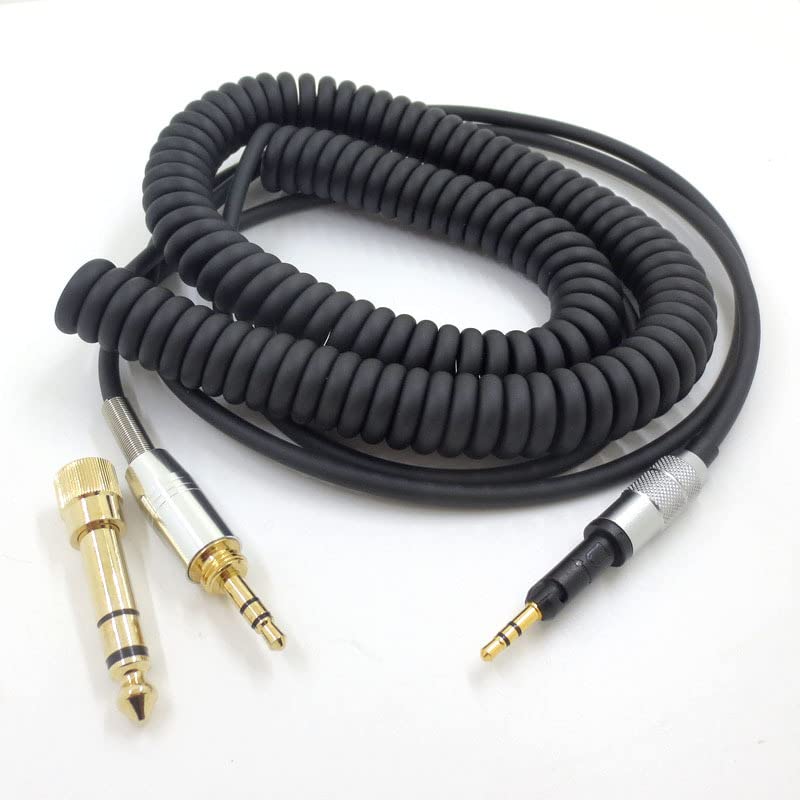 Cavo a spirale per cuffie Sennheiser HD6 MIX HD7 DJ HD8 DJ HD515 HD518 HD558 HD598 HD549 HD569 HD579 HD595 HD599, cavo audio sostitutivo con adattatore da 6,35 mm, estensione fino a 5 m