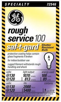 Ge Rough Service Bulb 100/89 W 1070 Lumens A19 Med Base Medium Base (E26) Boxed