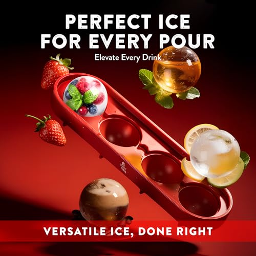 Molde de silicona para bolas de hielo con tapa, 4 esferas grandes miniatura 7