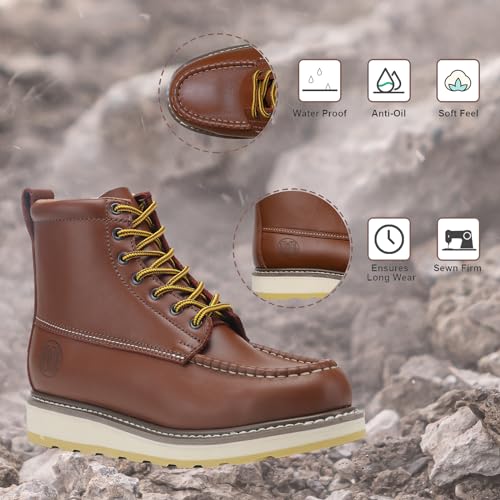 SureTrack Men's 6" Stylish Classic Steel Toe Leather Slip Resistant Durable Breathable Work Boots H849922