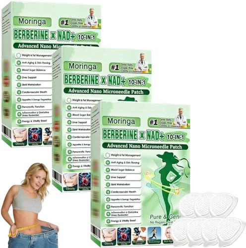 21 Stück Moringa NAD+ 10-in-1 Nano-Mikronadel-Patch Moringa-Berberin-Pflaster sanft zur empfindlichen Haut geeignet für Männer und Frauen aller Körpertypen