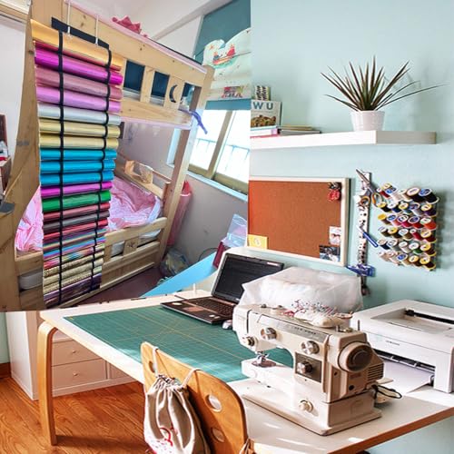 Image of 48 Compartments Vinyl Roll Storage, Vinyl Roll Holder Organizer, VinylStorage Rack Wall Mount /Over The Door for Craft Room Organizers and Storage Lengthened（Black）
