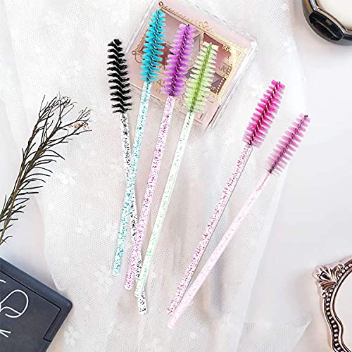 Elisel 300 Pcs Disposable Mascara Brushes Crystal Eyelash Brushes Mascara Wands Applicator Eyelash Extensions Makeup Tools Eyebrow Brush (Crystal Multicolor) #TOP2