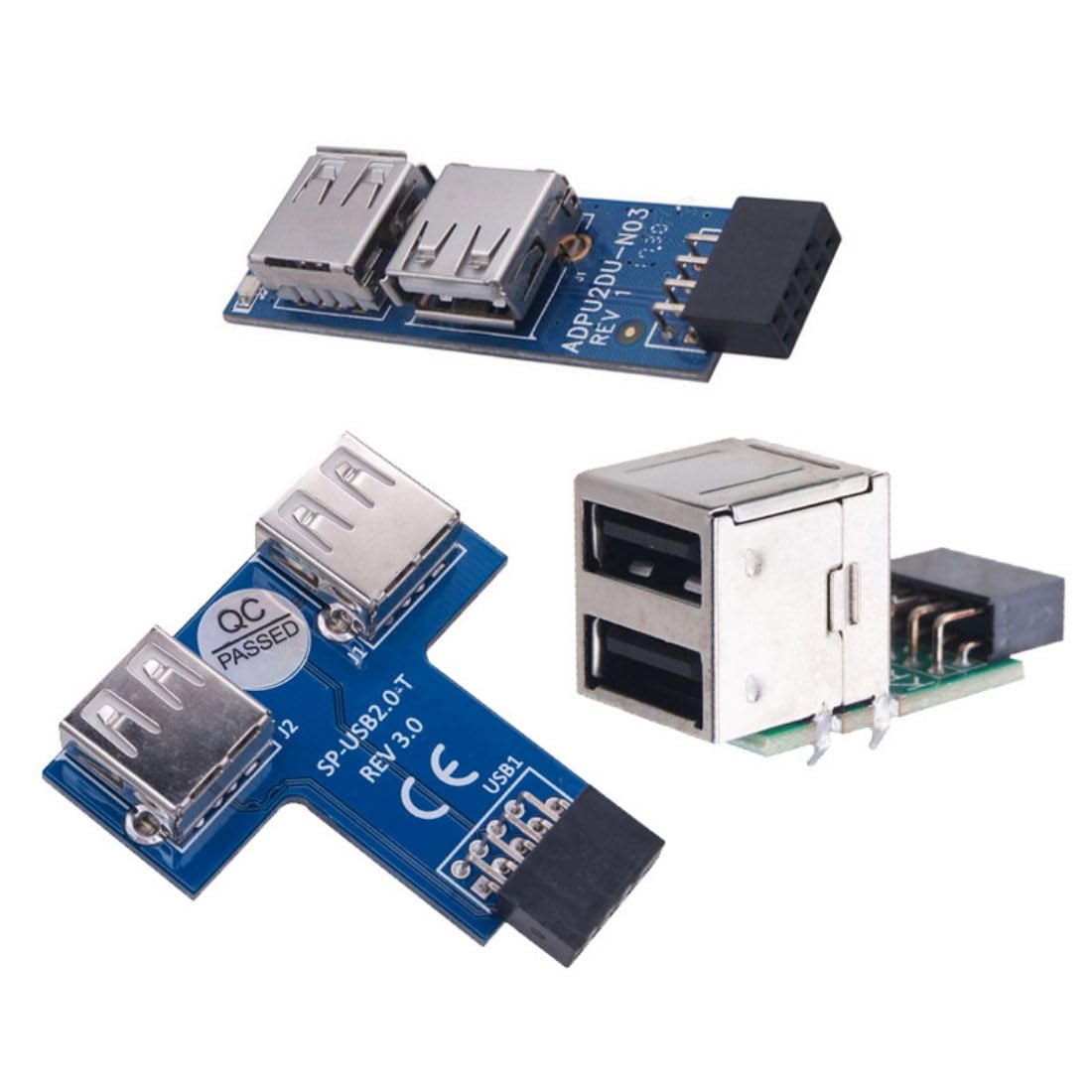 chenyang Intestazione pannello frontale USB 2.0 9Pin/10Pin 1 a 2 Adattatore di estensione scheda madre USB C femmina