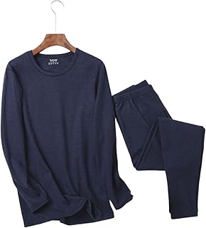 Roupa interior térmica para homens, roupa interior térmica de fio de algodão, o dobro do calor e 30% de luz, conjunto superior e inferior de 2, para clima frio (Color : Blue, Size : XXL)