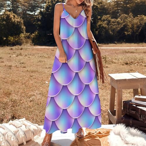 Robe maxi col V décontracté avec coupe sirène pourpre et style fluide de plage