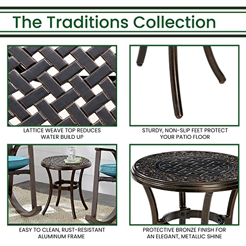 Hanover Traditions 18" Round Side End Table, Cast Aluminum, Bronze Finish, All-Weather-Tradsdtbl, 1 Piece #TOP3