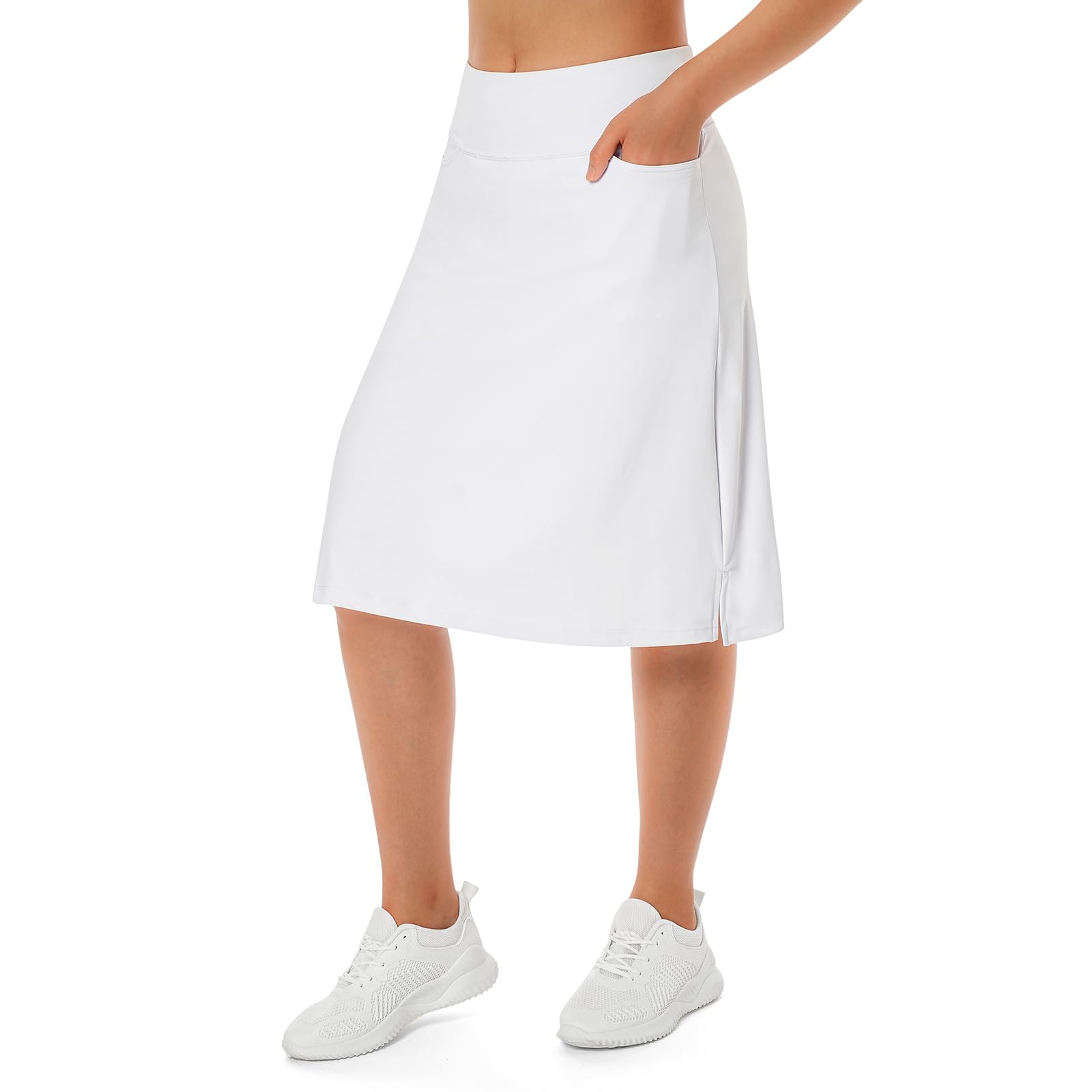 Women's Midi Length Skorts Skirts with 3 Pockets Modest Skirts Women's 24" Knee Length Skort