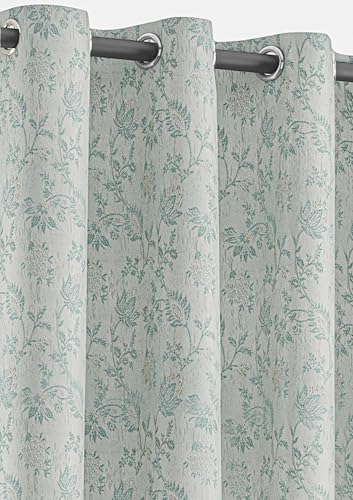 Image of Yellow Weaves 2 Pcs Jacquard Botanical Eyelet Long Door Curtain - Perfect for Home, Office, Bedroom, Living Room & Balcony - 7 Feet (Sky Blue)