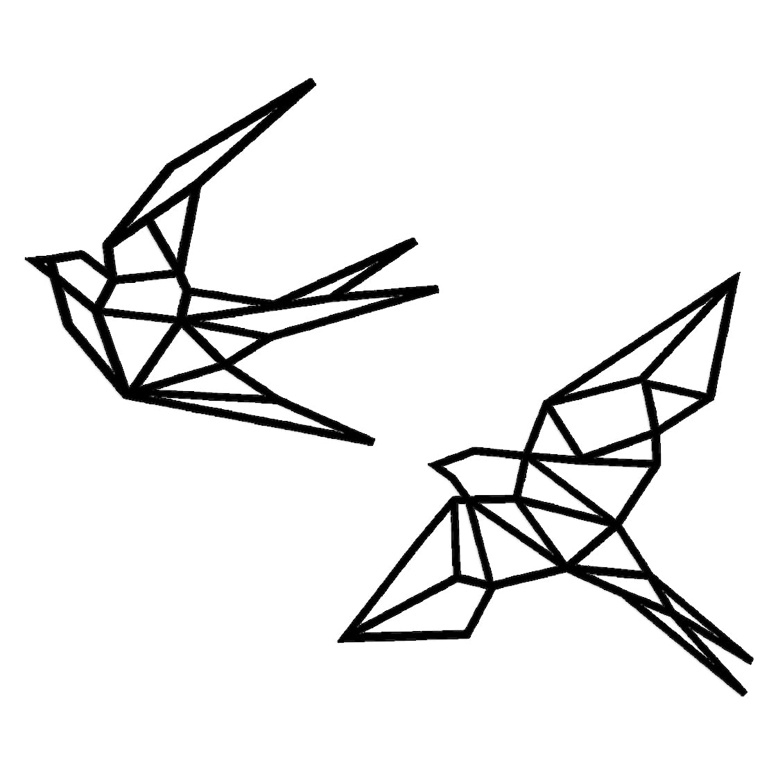 Pair of Swallows Wall Decoration 2 x 13 x 13 cm Black Made in France (Eco-friendly Plastic), 13L x 13W cm