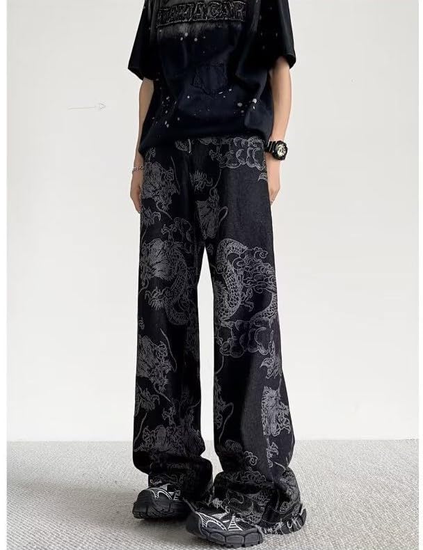 jupkem Men's Baggy Jeans Y2k Goth Wide Leg with Multiple Pockets Women Fashion 90s Hiphop Cargo Pants Y2k Harajuku Streetwear3