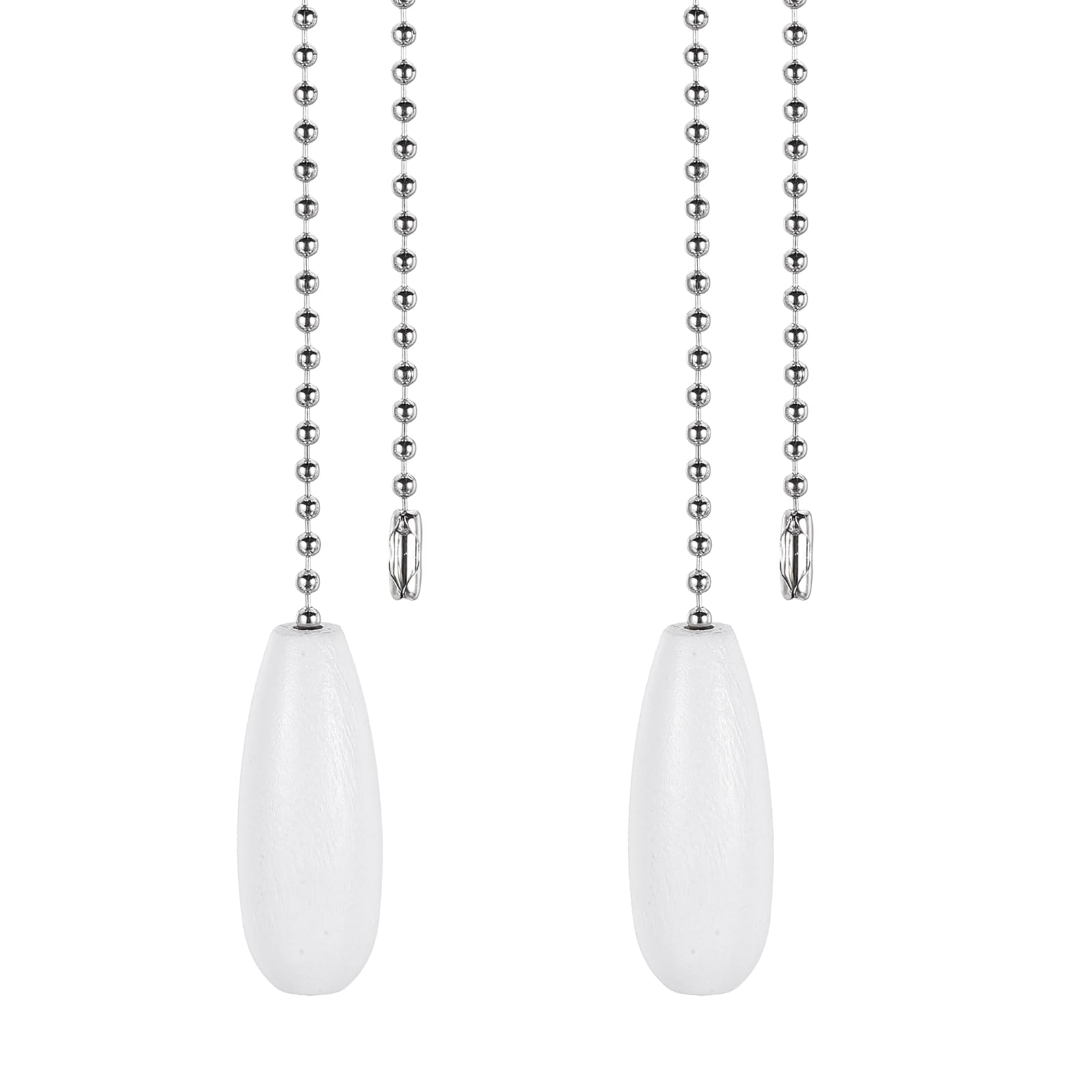 PATIKIL Ceiling Fan Pull Chain Extender, 2Pcs 12" Decorative Wooden Pendant Extension Chains Beaded Ball Pulls Cord Extender for Ceiling Fans Light Lamp Chandelier, White
