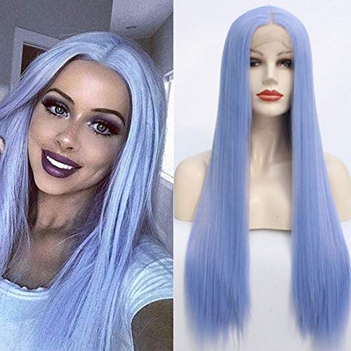 Ice Blue Lace Front Wigs For Women Heat Resistant 150 Density Light Blue Synthetic Hair Wig 26 inches