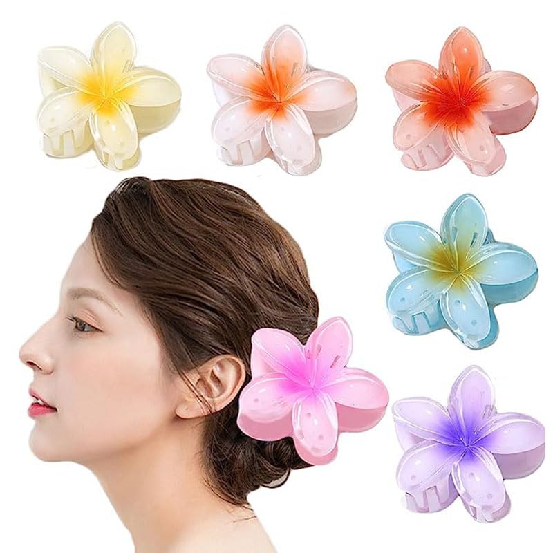 QYINXIU Hair Claw Clips, Hairpin Sets, 2023 New Flower Hair Clips, 6 Pcs Flower Hair Clips Set For Women And Girls, Hawaiian Flower Claw