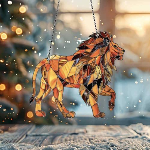 Image of Lion Acrylic Ornament Gift for Lion Lovers Christmas Wall Decor