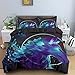 ZZXHG Zestaw pościeli King Size Blue Wolf Teen, zestaw poszewek na kołdrę z mikrofibry 3 szt. z zapięciem na zamek błyskawiczny i 2 poszewkami na poduszki 50 x 75 cm, miękkie dwustronne poszewki na kołdrę dla nastolatków dorosłych - 230 x 220 cm