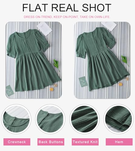 Dokotoo Womens Summer Crewneck Puff Sleeve Babydoll Elegant Empire Waist Mini Swing Skater Dresses with Pockets4