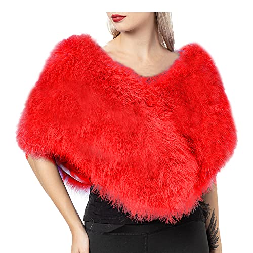Women Turkey Ostrich Natural Feather Shawl Small Cape for Party Wedding