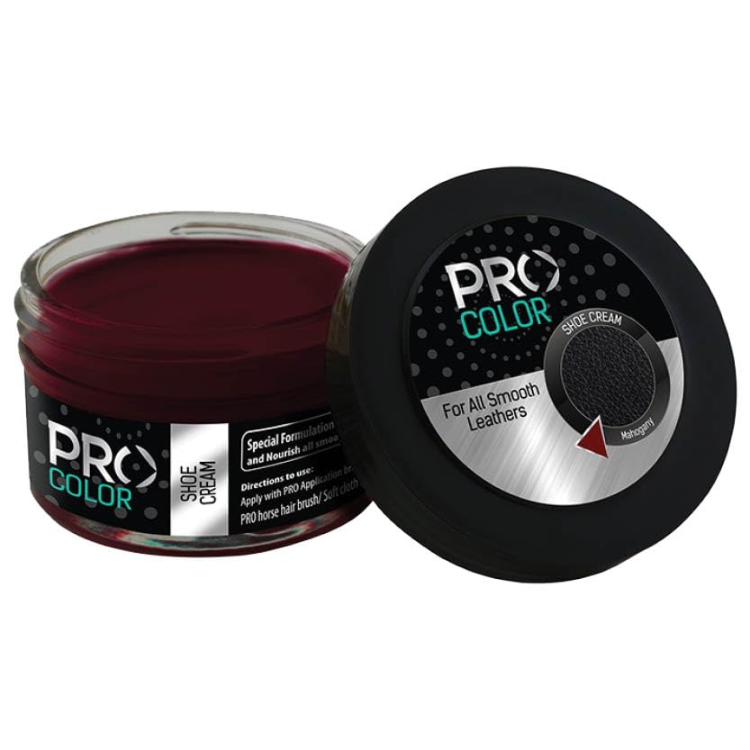 PROShoe Cream Polish for Smooth Leather Shoes I Consists of Natural Carnauba Wax & Bees Wax I 50 ML Mahagony