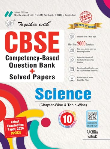 Image of Together with CBSE Question Bank for Class 10 Science 2026-27|With Competency-based questions, Practice Papers & 2026 board Examination Paper with answers