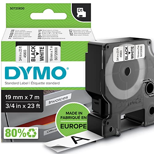 Ruban DYMO D1 noir sur blanc 19mm pour étiqueteuse LabelManager