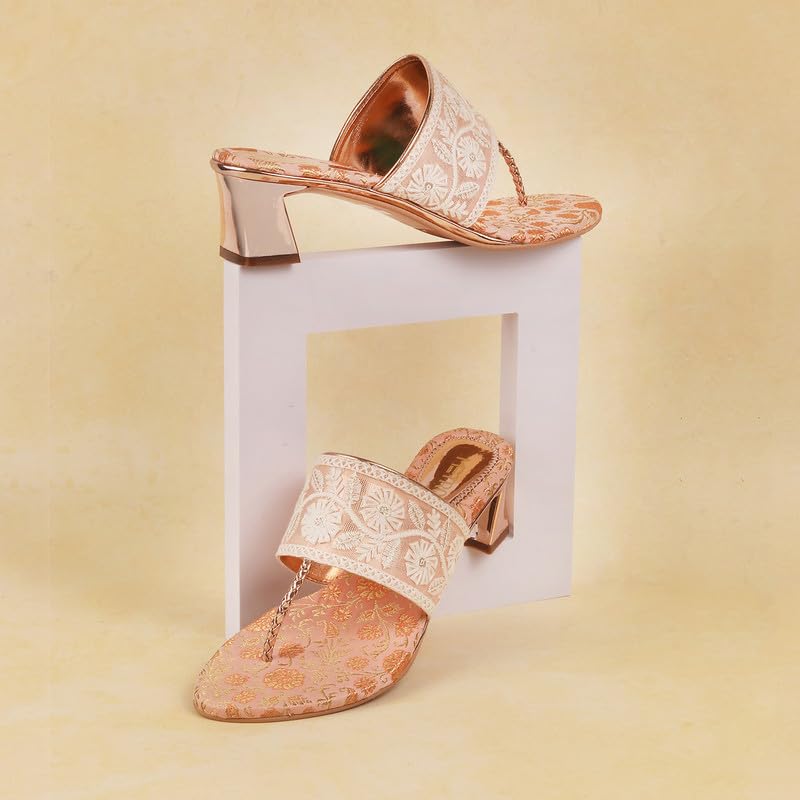 Image of Metro Women Ethnicwear Embroidered Block Heel Sandal