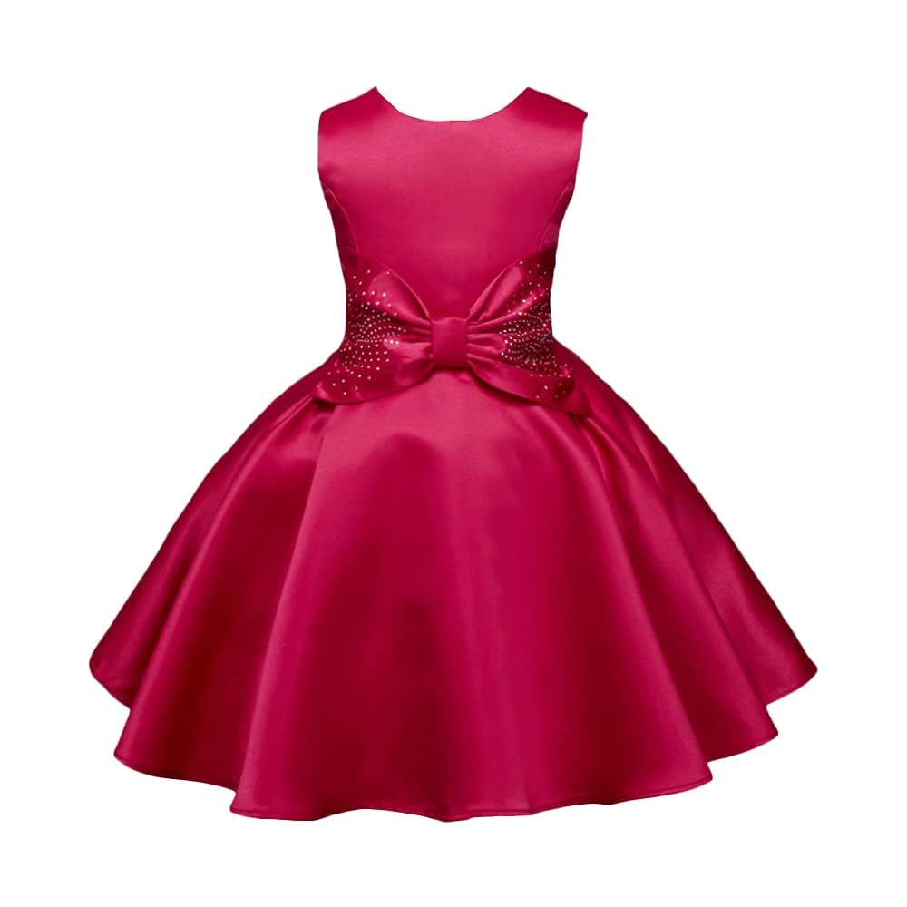 Hopscotch Girl's Fit And Flare Knee Length Sleeveless Bow Applique Party Dress - Review, Price and Buying Guide