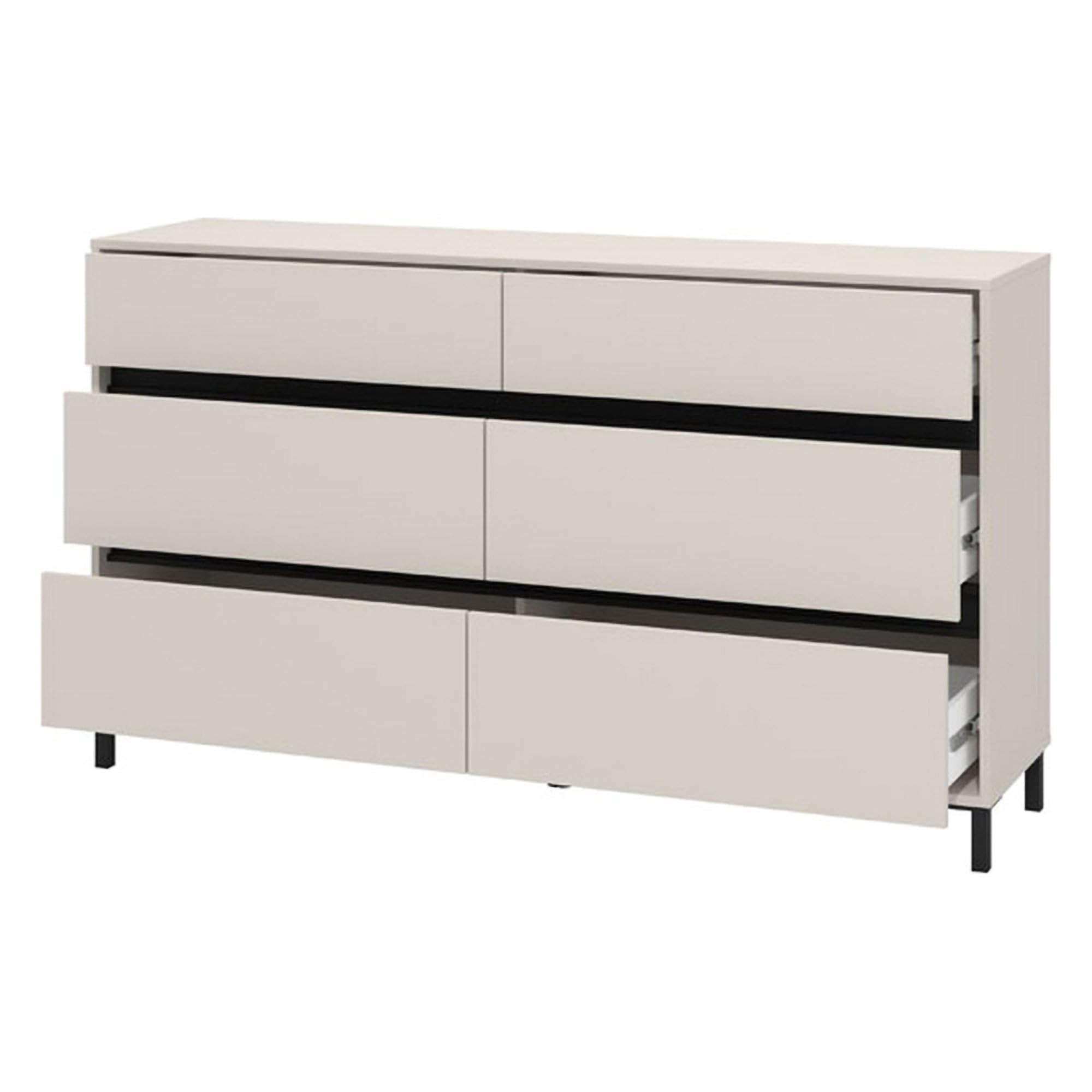 Dmora Cassettiera Chiketoo 157x40x90h cm Beige 6 Cassetti Apertura Scorrevole, Chiusura Scorrevole
