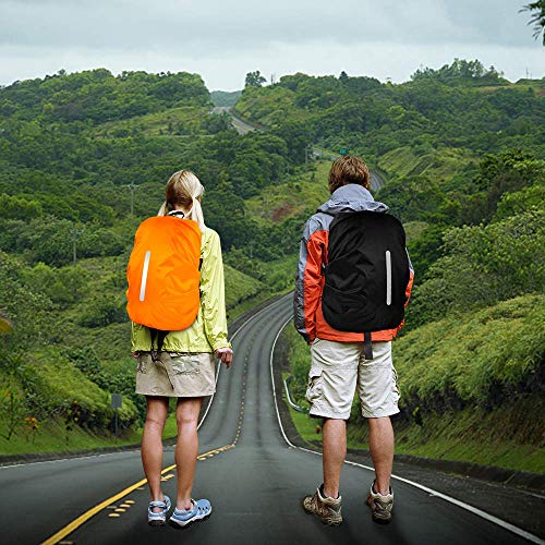 LAMA Backpack Rain Cover, Waterproof, for School Bags, with Reflective Strips, Adjustable Buckle S (18L-25L) M (26L-40L) L (41L-55L), orange - Image 7