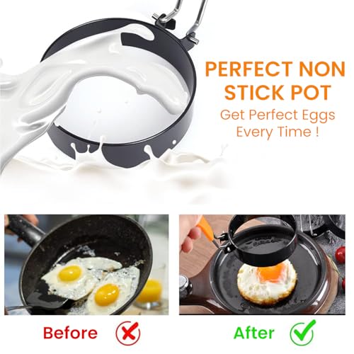 Image of Supvox 5Pcs Egg Mold Ring Egg Pancake Mold, Non-Stick Stainless Steel Egg Rings With Insulated Silicone Handles, Multi-Size & Creative Shapes For Frying Eggs, Pancakes, Omelets, And Rice,18X9X5 Cm