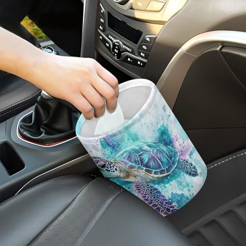 Image of Pensura Splash Ink Turtle Car Garbage Can Adjustable Buttons Mini Car Trash Bin Car Organizer Collapsible Trash Container Trash Bag for Car Accessories, Vehicle, Travelling, Camping