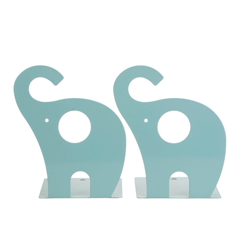 1 par de sujetalibros con diseño de Elefante Lindo, sujetalibros de Metal (Azul Lago)