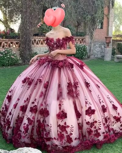 Luxurious Quinceanera Dresses Off The Shoulder Ball Gowns 3D Floral Prom Dresses Sweet 16 Dresses Formal Dress2