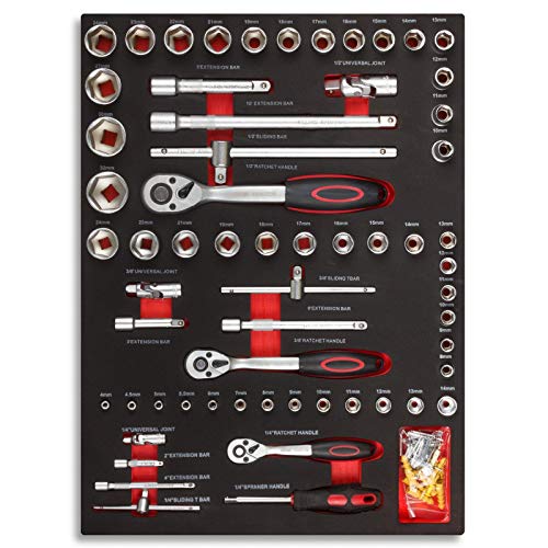 hanSe Werkstattwagen 745-teilig, Werkzeugwagen bestückt mit 6 Schubladen 77x46x88cm, Werkzeugset mit Ratsche… – Bild 4