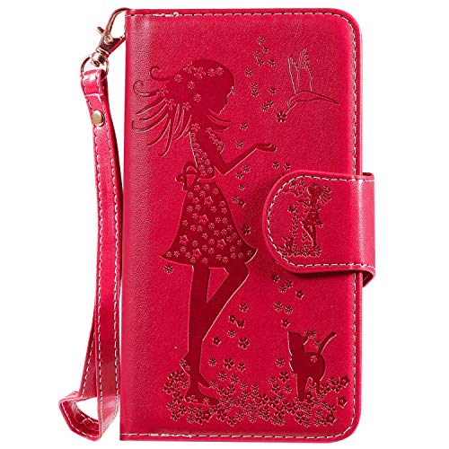 Leather Cover Compatible with iPhone 11, Premium red Wallet Case for iPhone 11