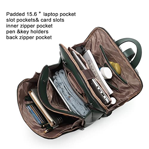 Image of CLUCI Leather Backpack for Women, 15.6 inch Laptop Bag, Large Genuine Work Backpack Travel Back